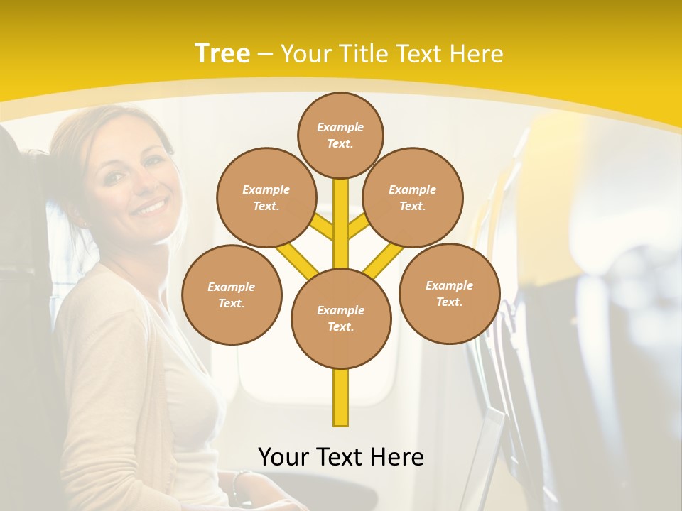 A Woman Sitting On An Airplane With A Laptop PowerPoint Template