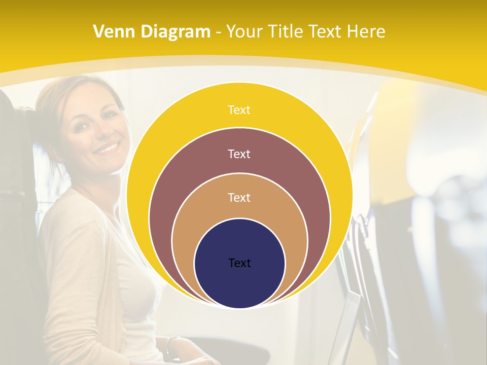 A Woman Sitting On An Airplane With A Laptop PowerPoint Template