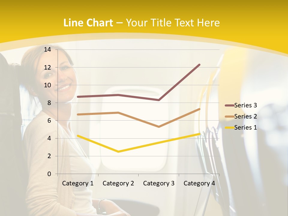 A Woman Sitting On An Airplane With A Laptop PowerPoint Template