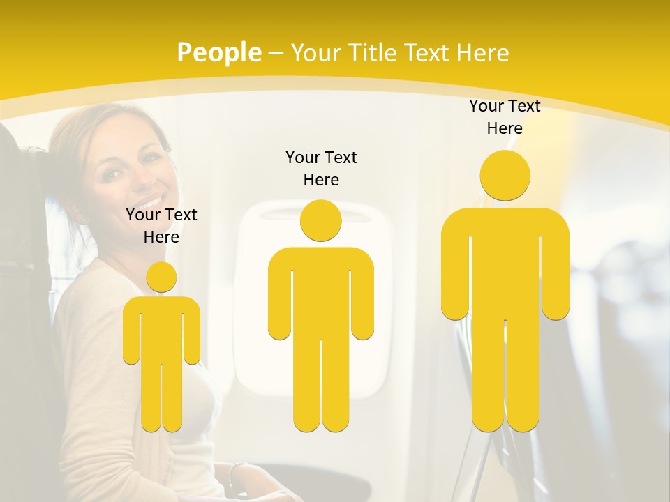 A Woman Sitting On An Airplane With A Laptop PowerPoint Template