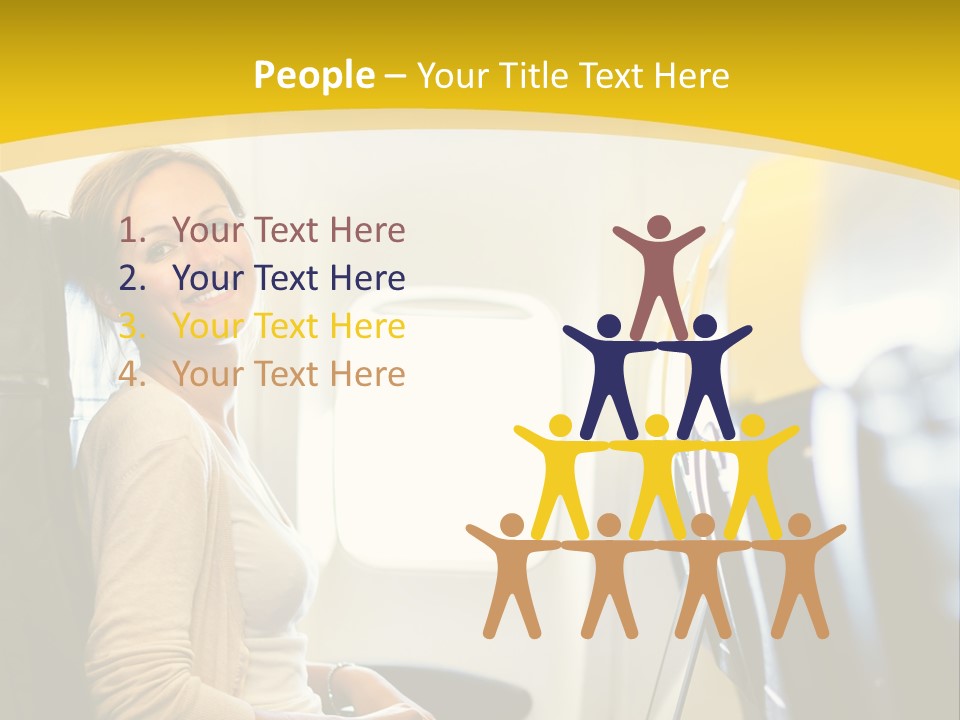 A Woman Sitting On An Airplane With A Laptop PowerPoint Template