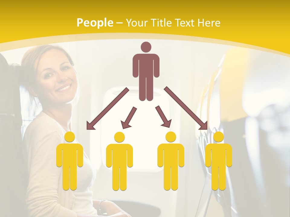 A Woman Sitting On An Airplane With A Laptop PowerPoint Template