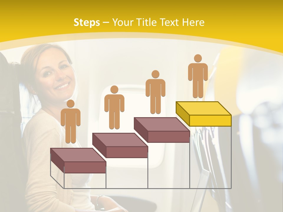 A Woman Sitting On An Airplane With A Laptop PowerPoint Template