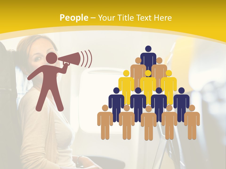 A Woman Sitting On An Airplane With A Laptop PowerPoint Template