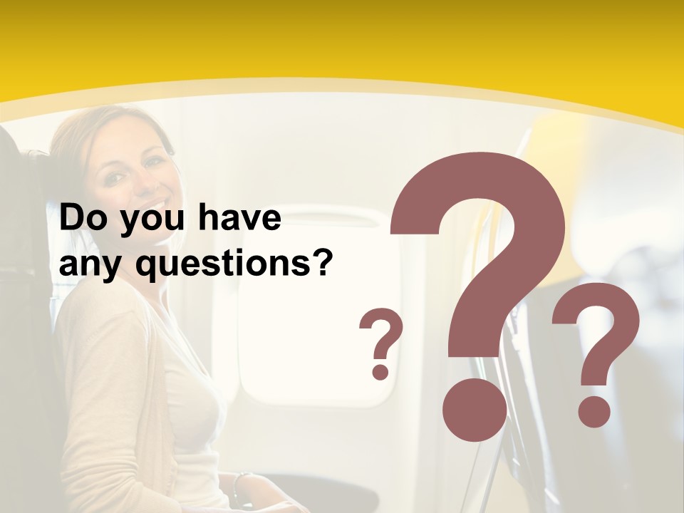 A Woman Sitting On An Airplane With A Laptop PowerPoint Template