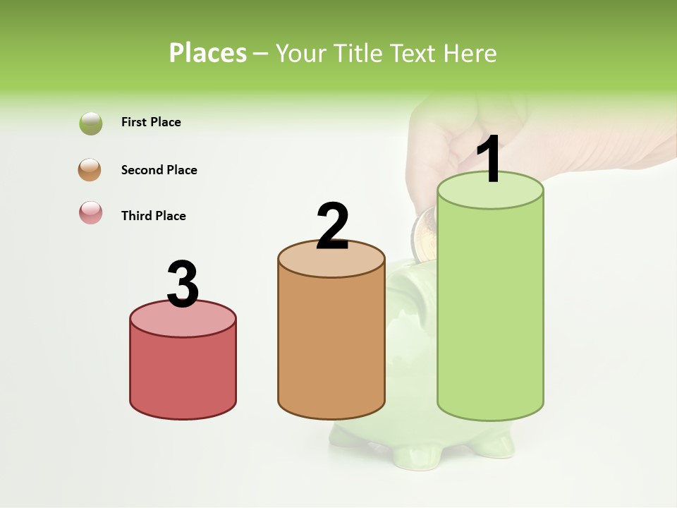 A Person Putting A Coin Into A Green Piggy Bank PowerPoint Template