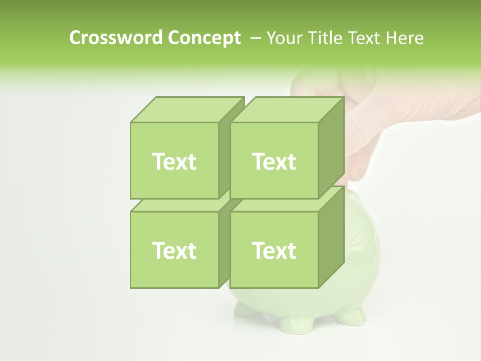 A Person Putting A Coin Into A Green Piggy Bank PowerPoint Template