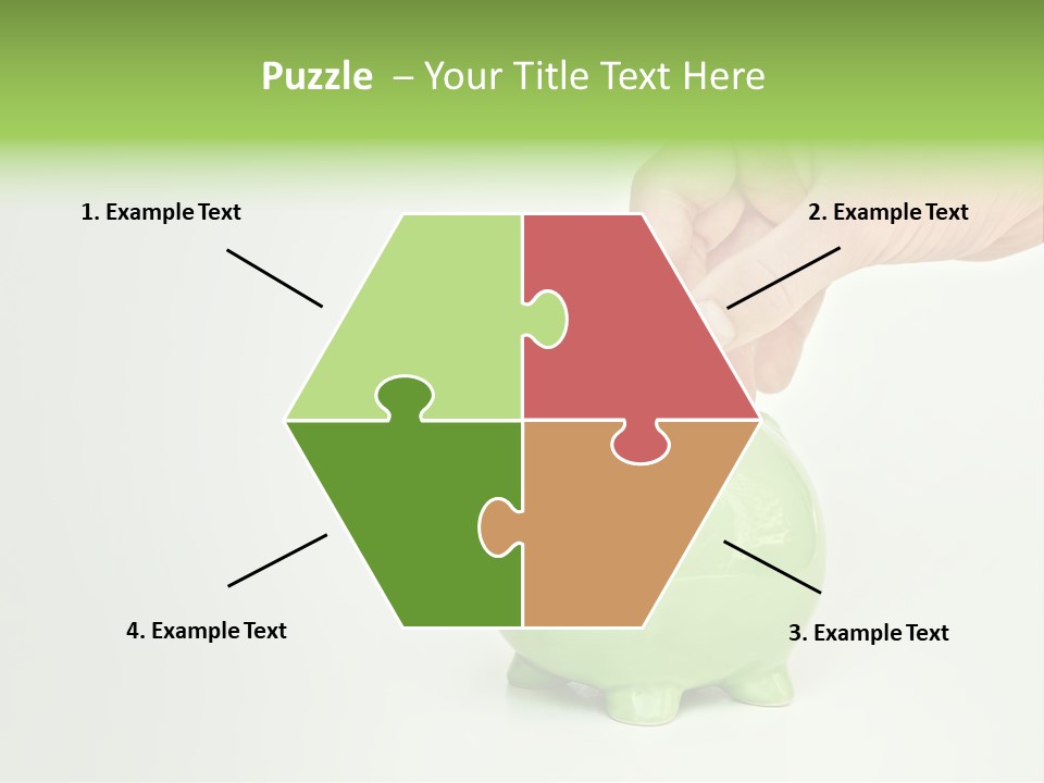 A Person Putting A Coin Into A Green Piggy Bank PowerPoint Template