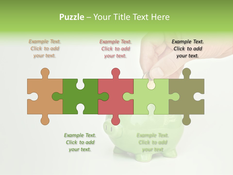 A Person Putting A Coin Into A Green Piggy Bank PowerPoint Template