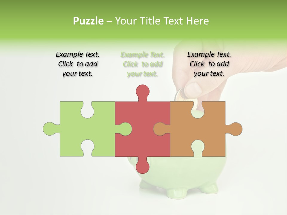 A Person Putting A Coin Into A Green Piggy Bank PowerPoint Template