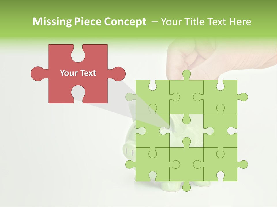 A Person Putting A Coin Into A Green Piggy Bank PowerPoint Template