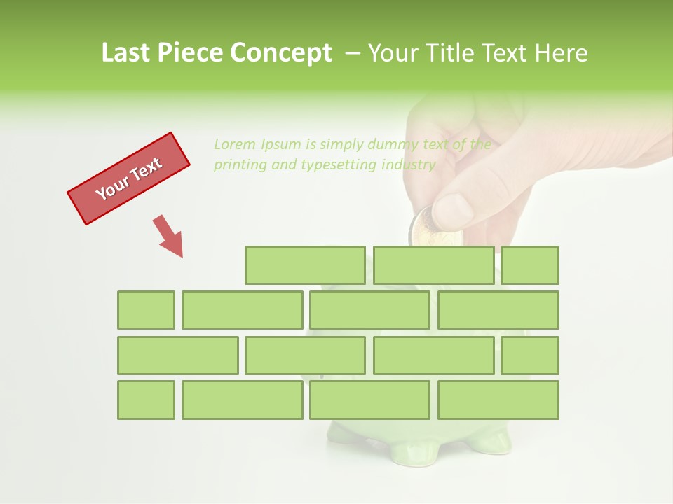 A Person Putting A Coin Into A Green Piggy Bank PowerPoint Template