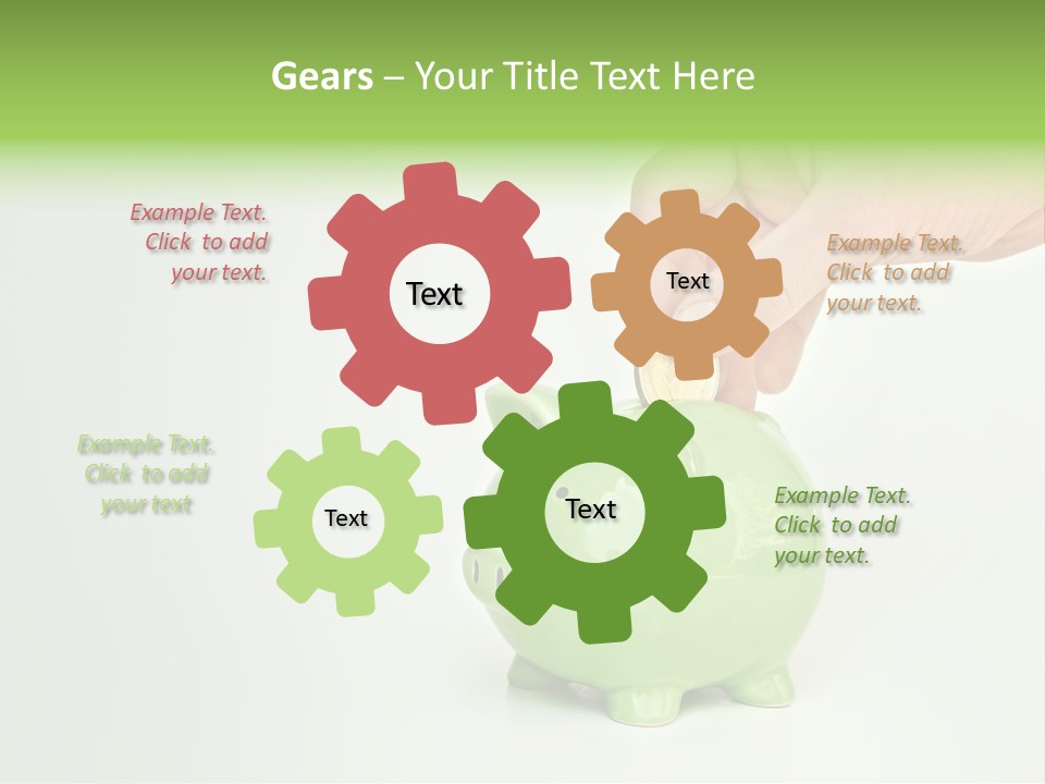 A Person Putting A Coin Into A Green Piggy Bank PowerPoint Template