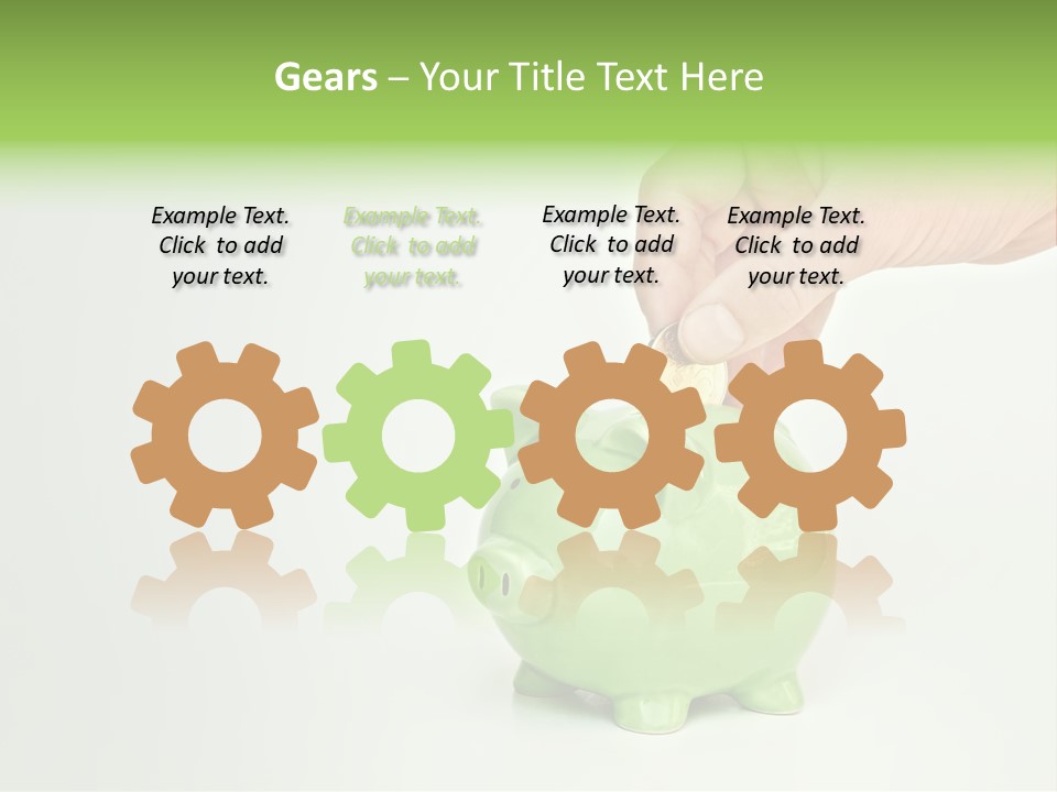 A Person Putting A Coin Into A Green Piggy Bank PowerPoint Template