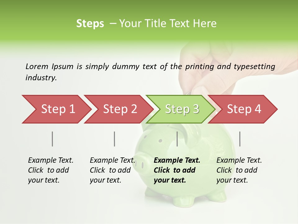 A Person Putting A Coin Into A Green Piggy Bank PowerPoint Template