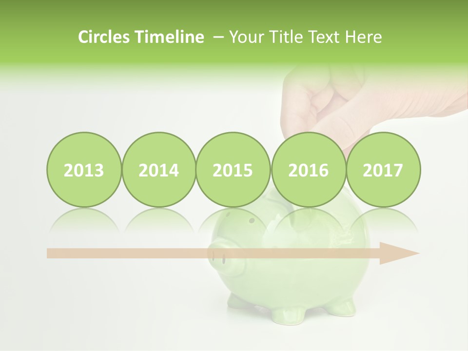 A Person Putting A Coin Into A Green Piggy Bank PowerPoint Template