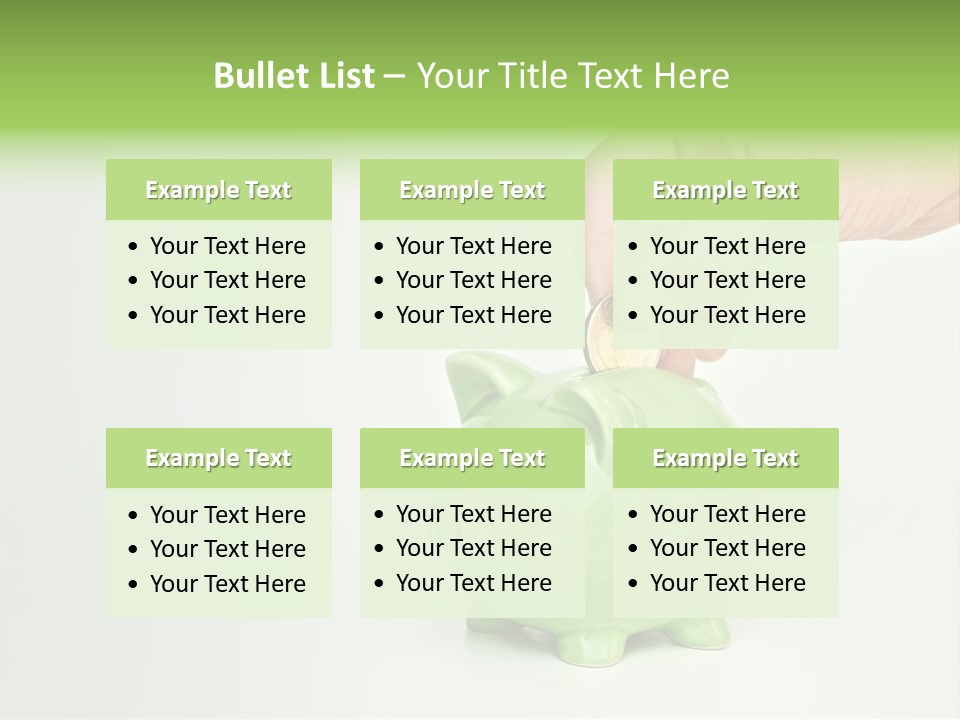 A Person Putting A Coin Into A Green Piggy Bank PowerPoint Template