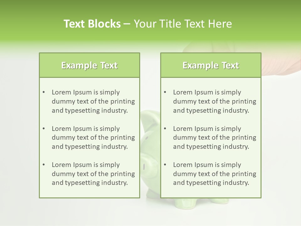 A Person Putting A Coin Into A Green Piggy Bank PowerPoint Template
