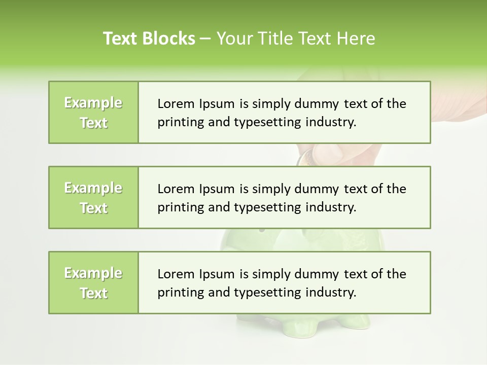 A Person Putting A Coin Into A Green Piggy Bank PowerPoint Template