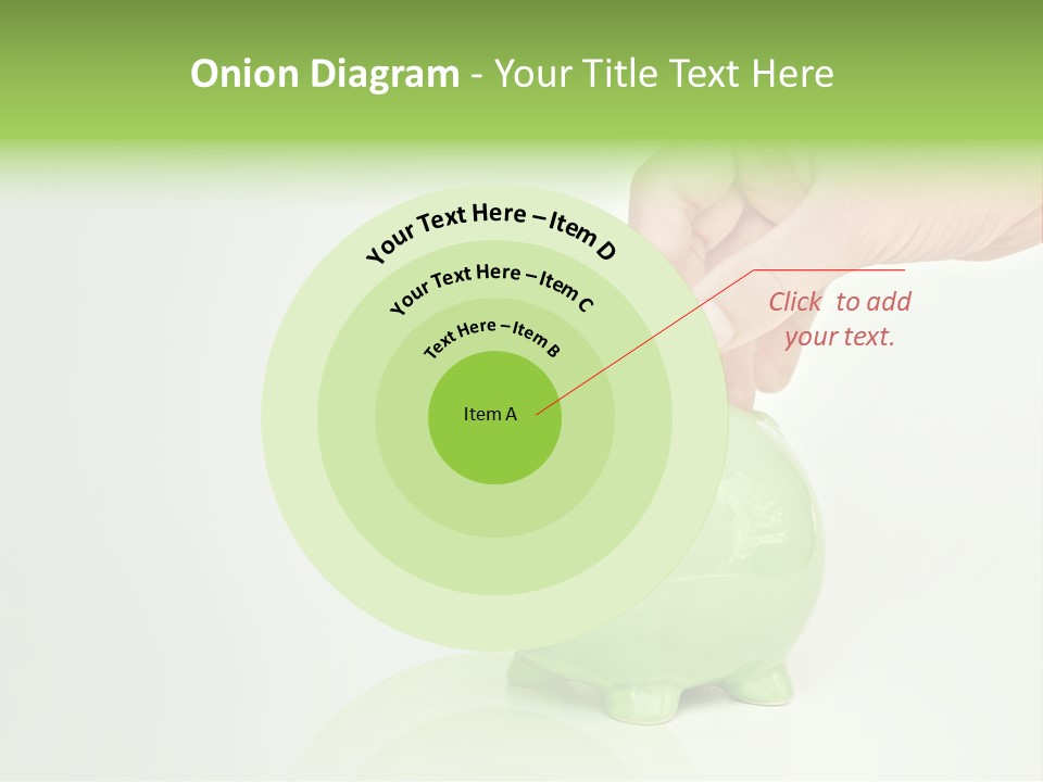 A Person Putting A Coin Into A Green Piggy Bank PowerPoint Template