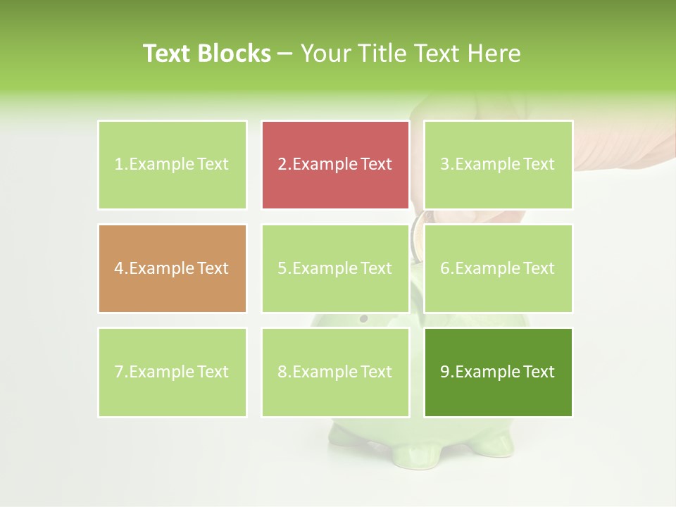 A Person Putting A Coin Into A Green Piggy Bank PowerPoint Template