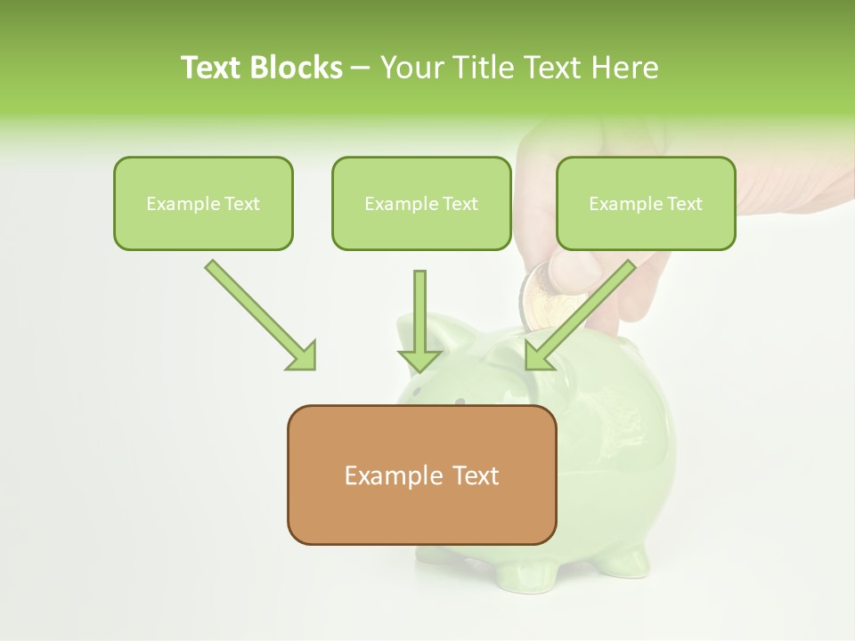 A Person Putting A Coin Into A Green Piggy Bank PowerPoint Template