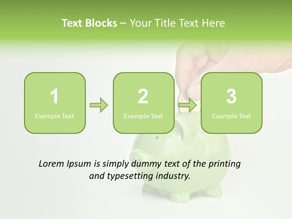 A Person Putting A Coin Into A Green Piggy Bank PowerPoint Template