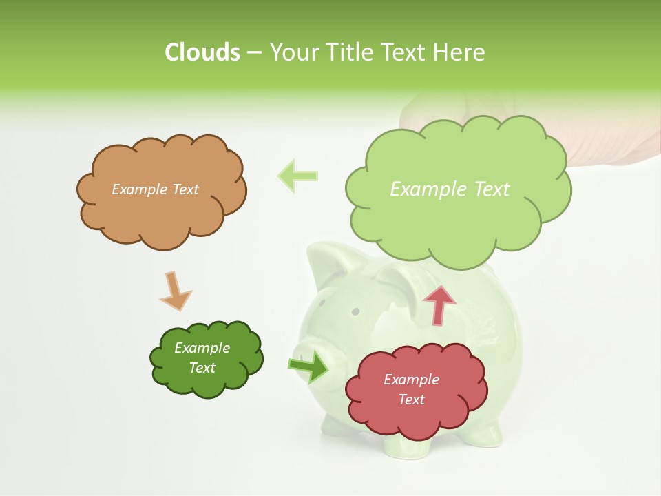 A Person Putting A Coin Into A Green Piggy Bank PowerPoint Template