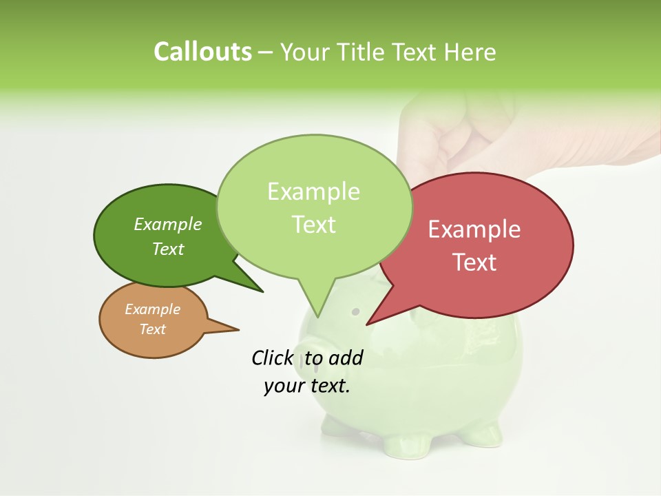 A Person Putting A Coin Into A Green Piggy Bank PowerPoint Template
