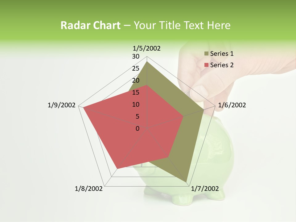 A Person Putting A Coin Into A Green Piggy Bank PowerPoint Template