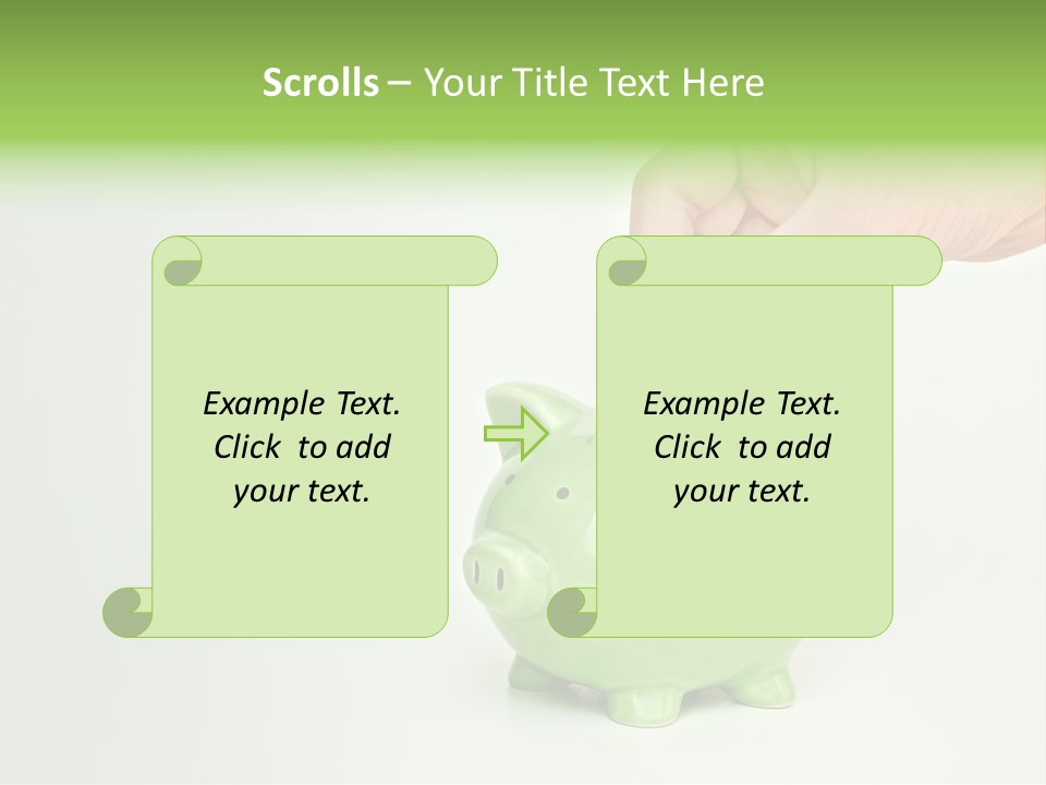 A Person Putting A Coin Into A Green Piggy Bank PowerPoint Template