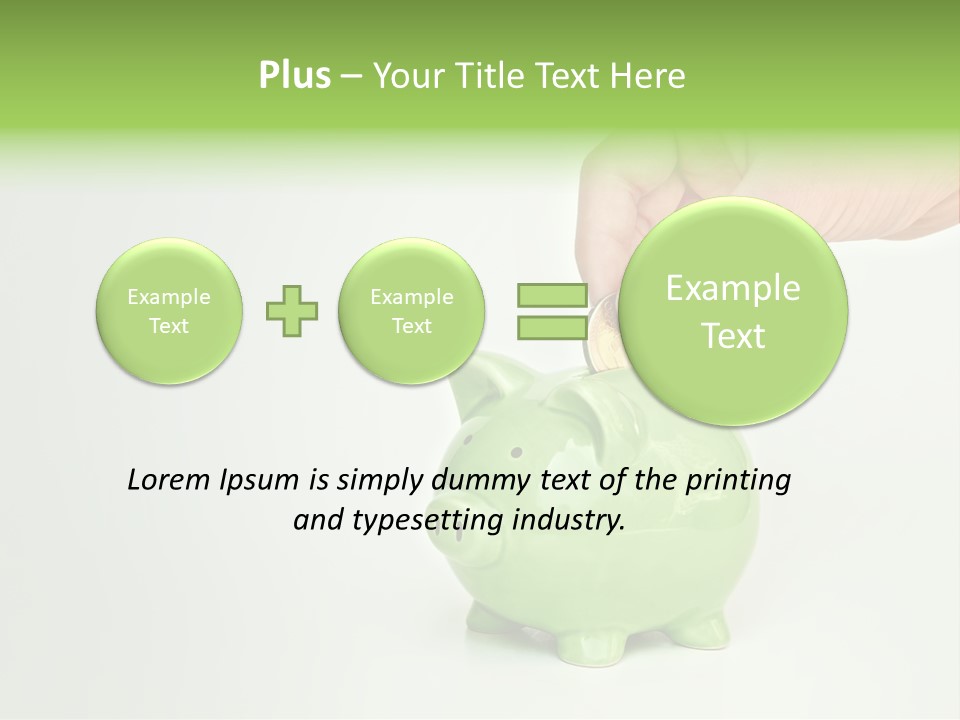 A Person Putting A Coin Into A Green Piggy Bank PowerPoint Template