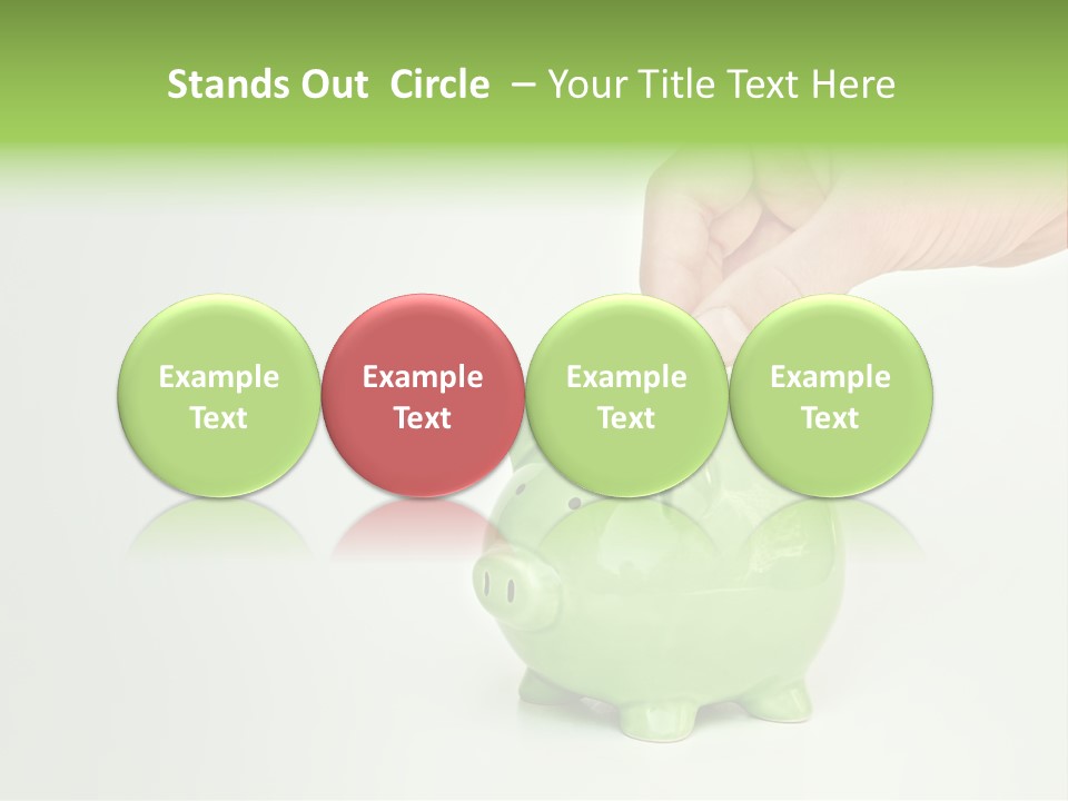 A Person Putting A Coin Into A Green Piggy Bank PowerPoint Template