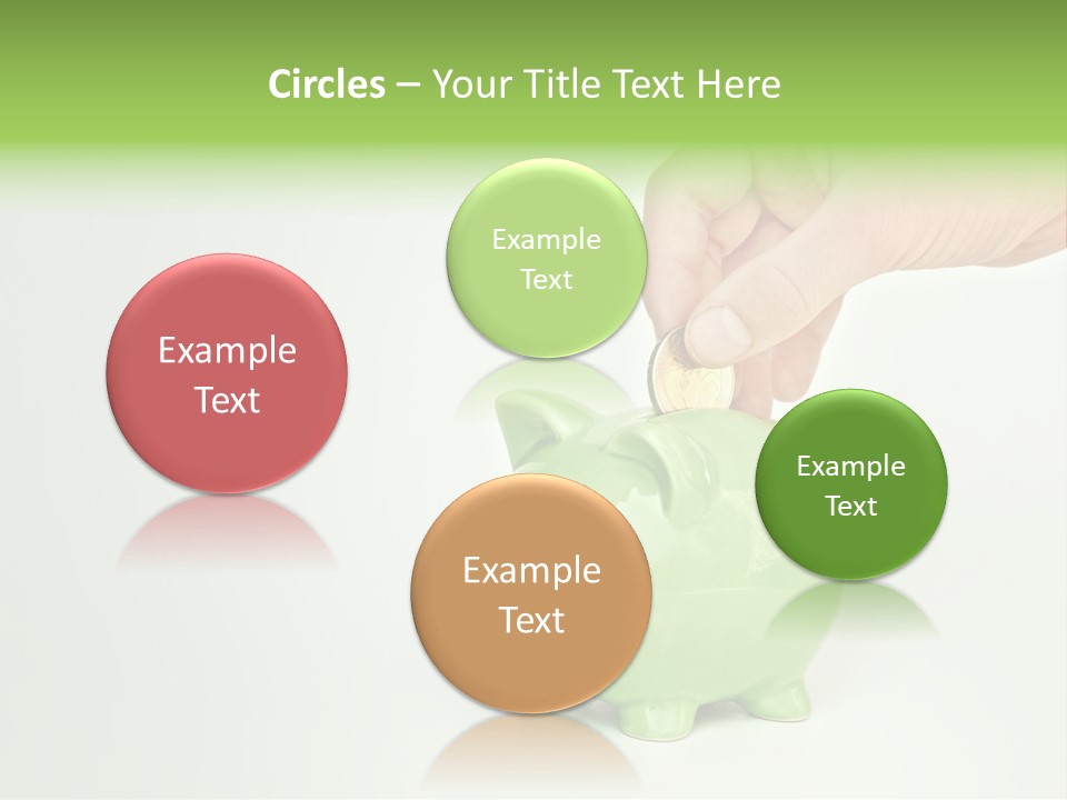 A Person Putting A Coin Into A Green Piggy Bank PowerPoint Template