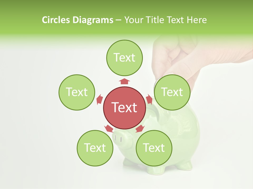 A Person Putting A Coin Into A Green Piggy Bank PowerPoint Template