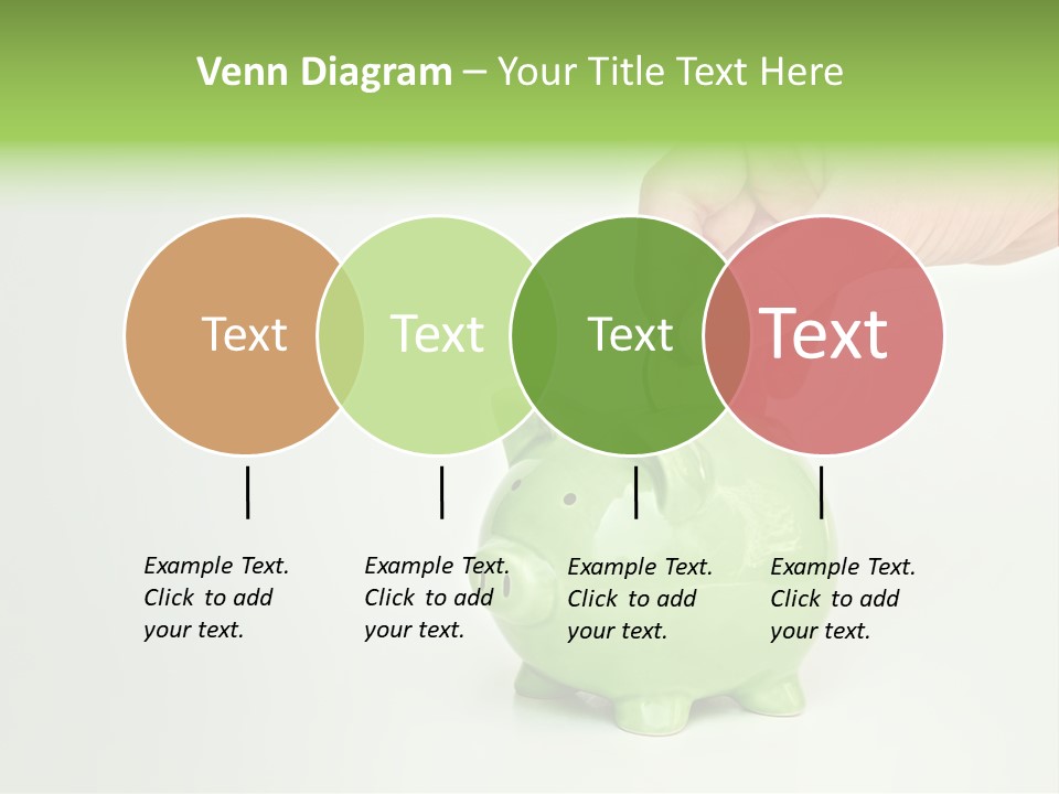 A Person Putting A Coin Into A Green Piggy Bank PowerPoint Template