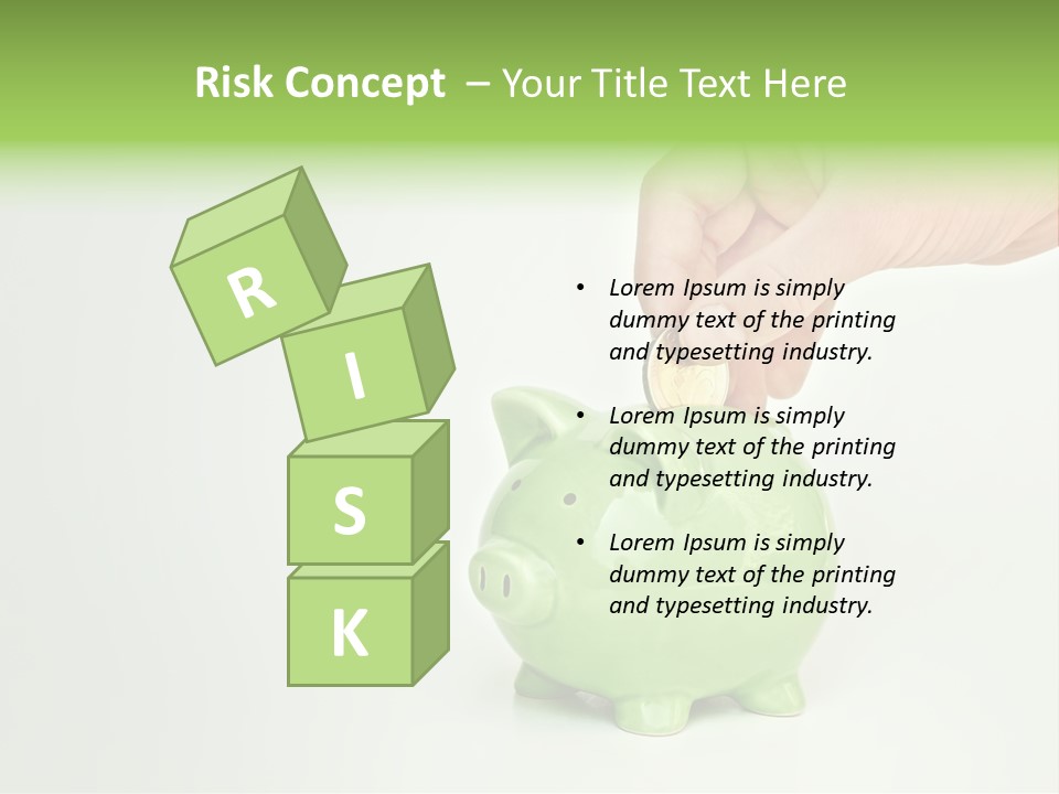 A Person Putting A Coin Into A Green Piggy Bank PowerPoint Template