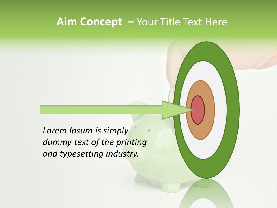 A Person Putting A Coin Into A Green Piggy Bank PowerPoint Template