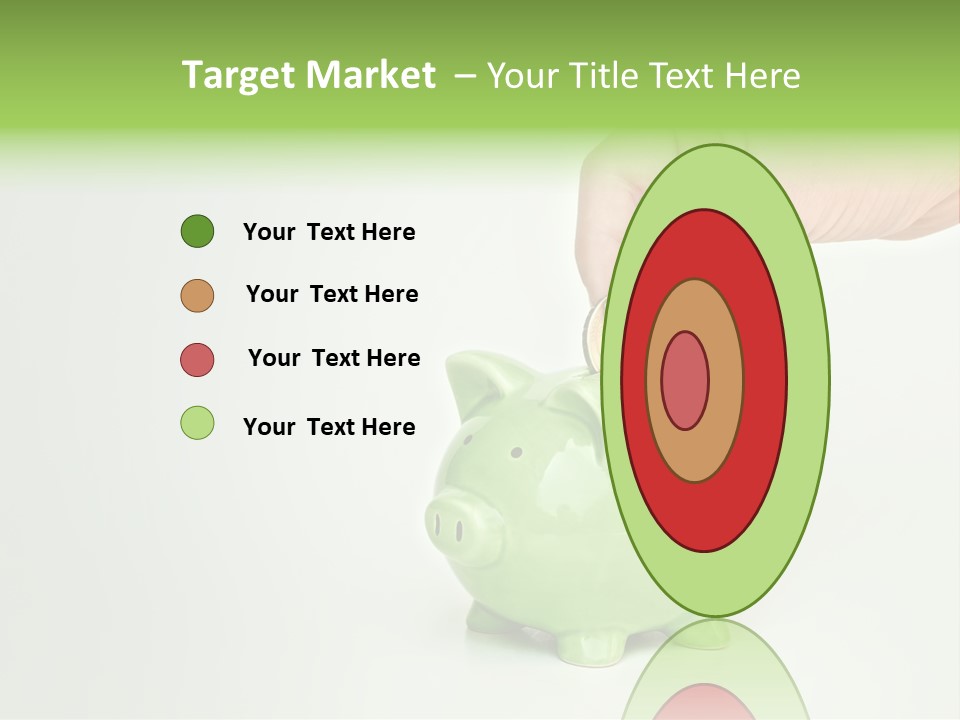 A Person Putting A Coin Into A Green Piggy Bank PowerPoint Template