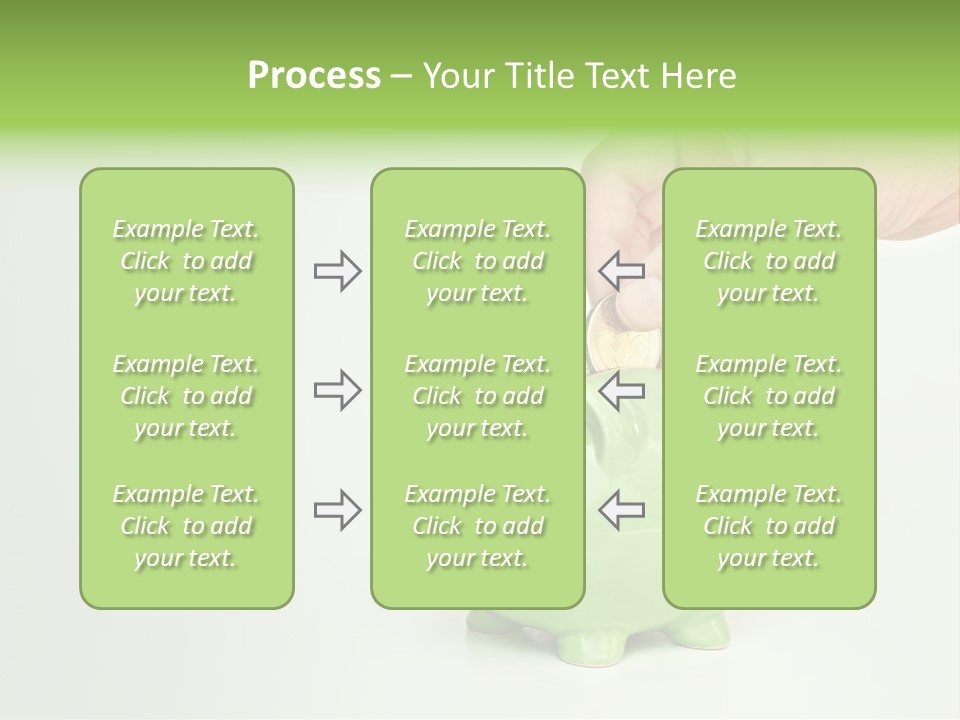 A Person Putting A Coin Into A Green Piggy Bank PowerPoint Template