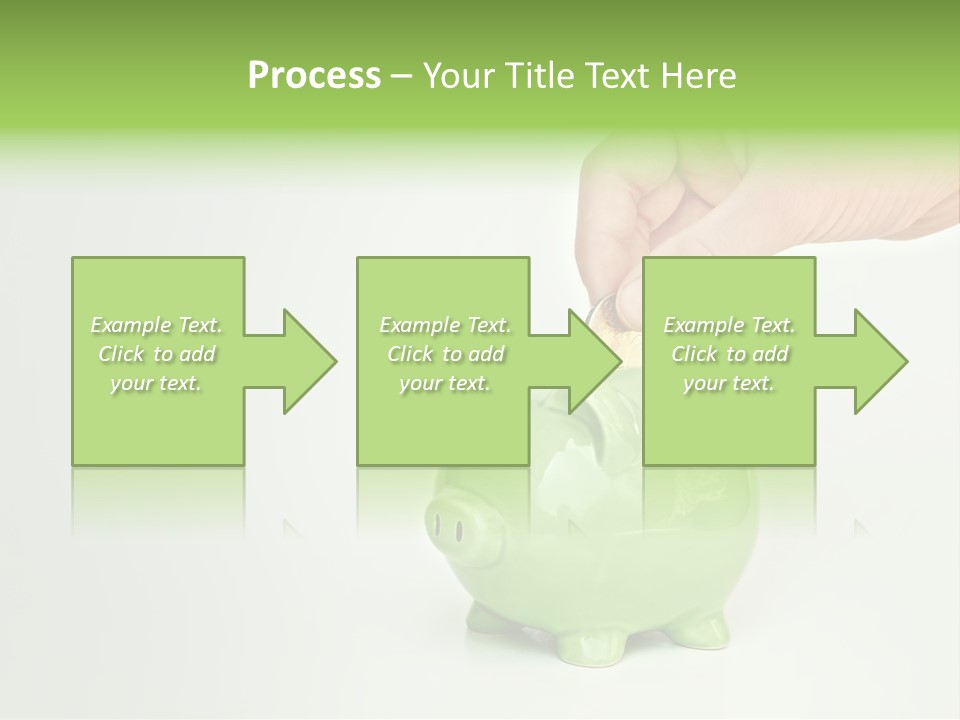 A Person Putting A Coin Into A Green Piggy Bank PowerPoint Template