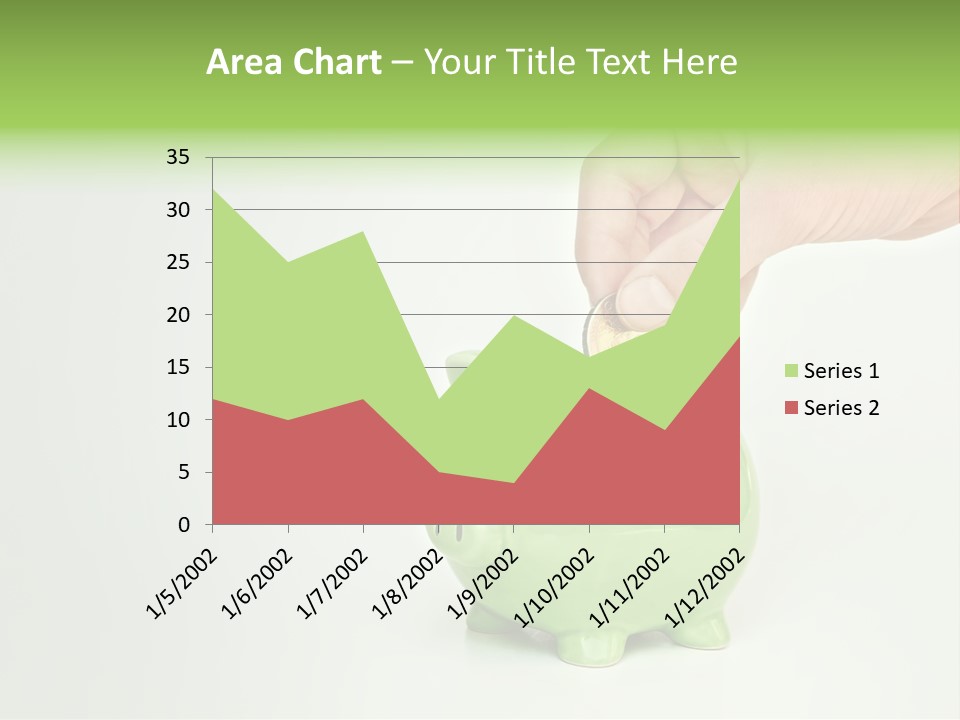 A Person Putting A Coin Into A Green Piggy Bank PowerPoint Template