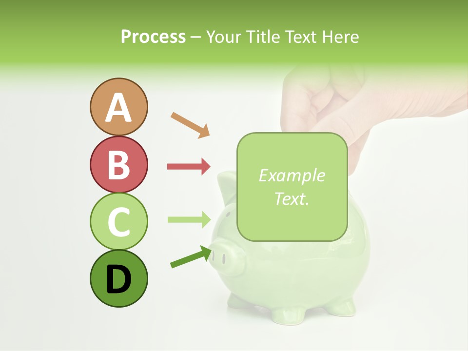 A Person Putting A Coin Into A Green Piggy Bank PowerPoint Template