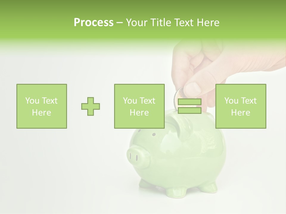 A Person Putting A Coin Into A Green Piggy Bank PowerPoint Template