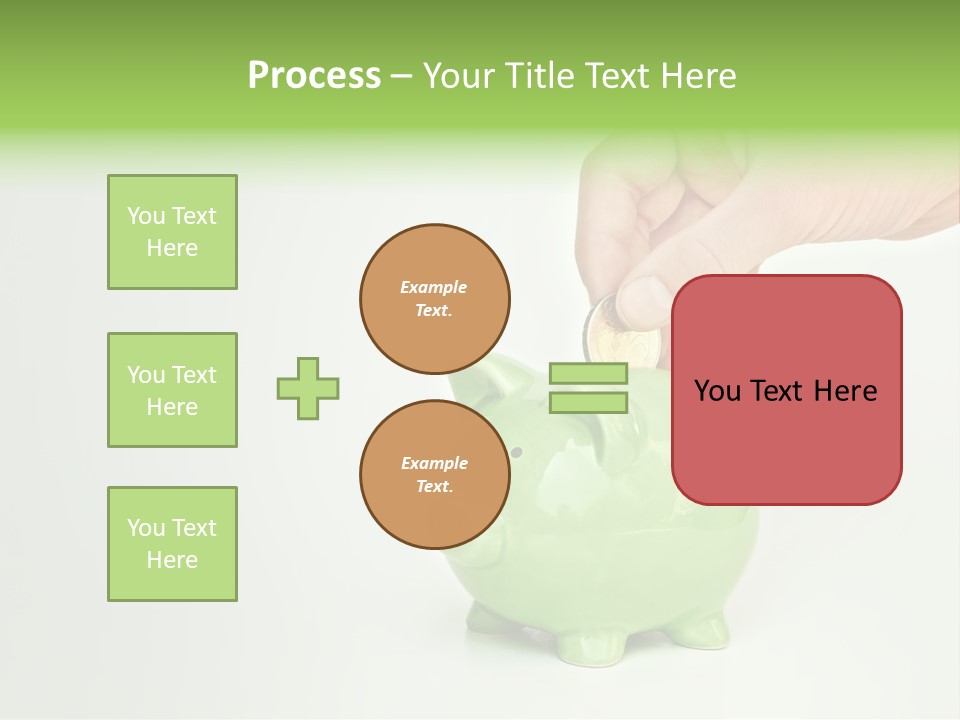 A Person Putting A Coin Into A Green Piggy Bank PowerPoint Template
