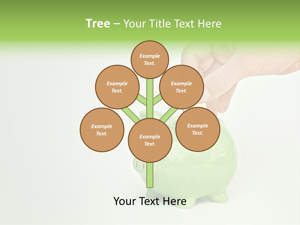 A Person Putting A Coin Into A Green Piggy Bank PowerPoint Template