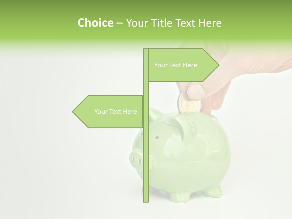 A Person Putting A Coin Into A Green Piggy Bank PowerPoint Template