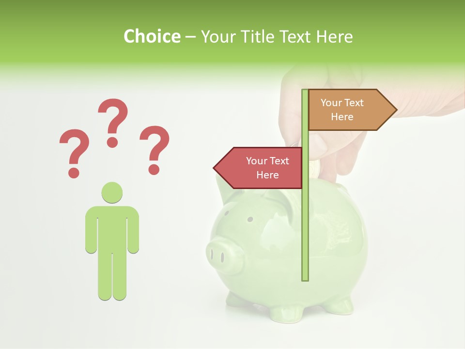 A Person Putting A Coin Into A Green Piggy Bank PowerPoint Template