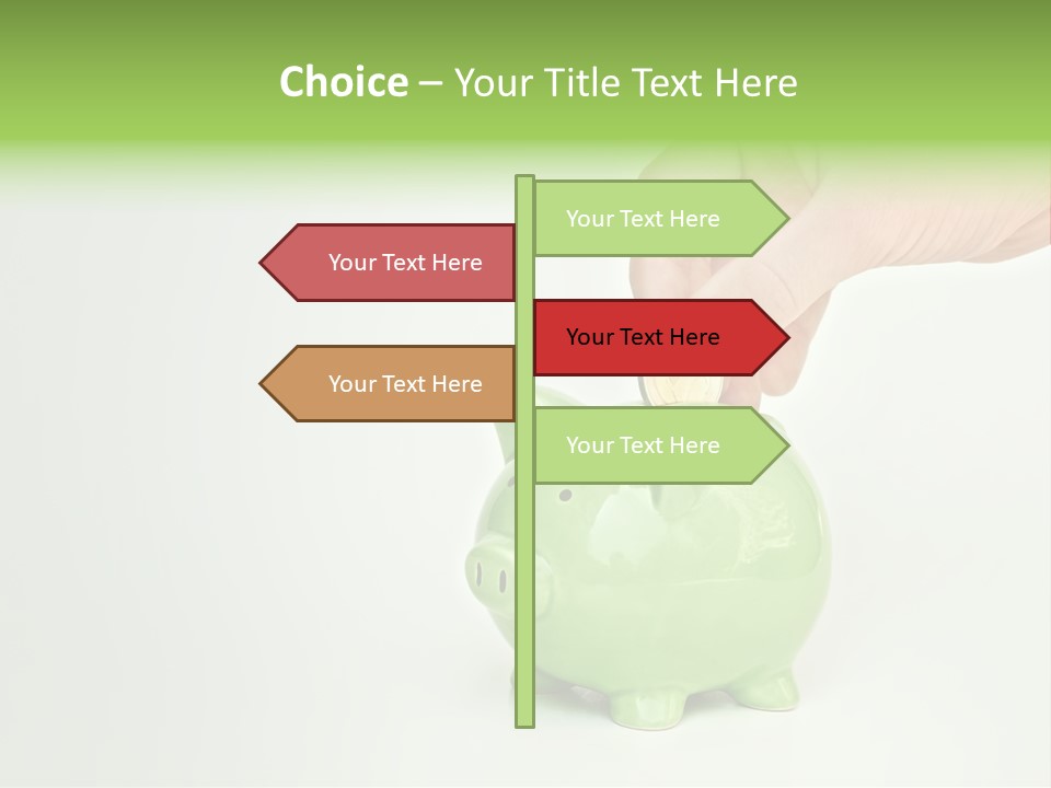 A Person Putting A Coin Into A Green Piggy Bank PowerPoint Template