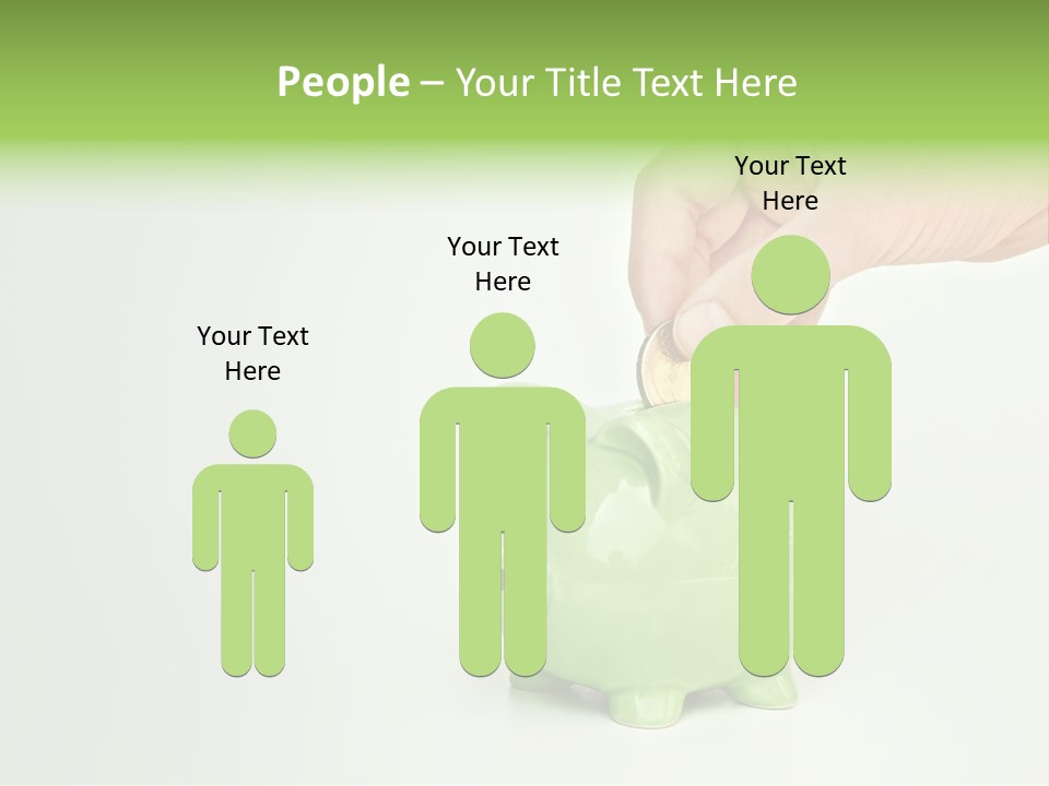 A Person Putting A Coin Into A Green Piggy Bank PowerPoint Template